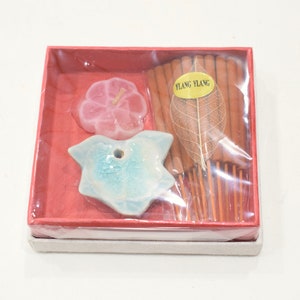 Incense Holder Blue Ceramic Leaf Incense Sets