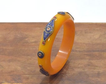 Bracelet Inlaid Stone Lucite Bangle Bracelet