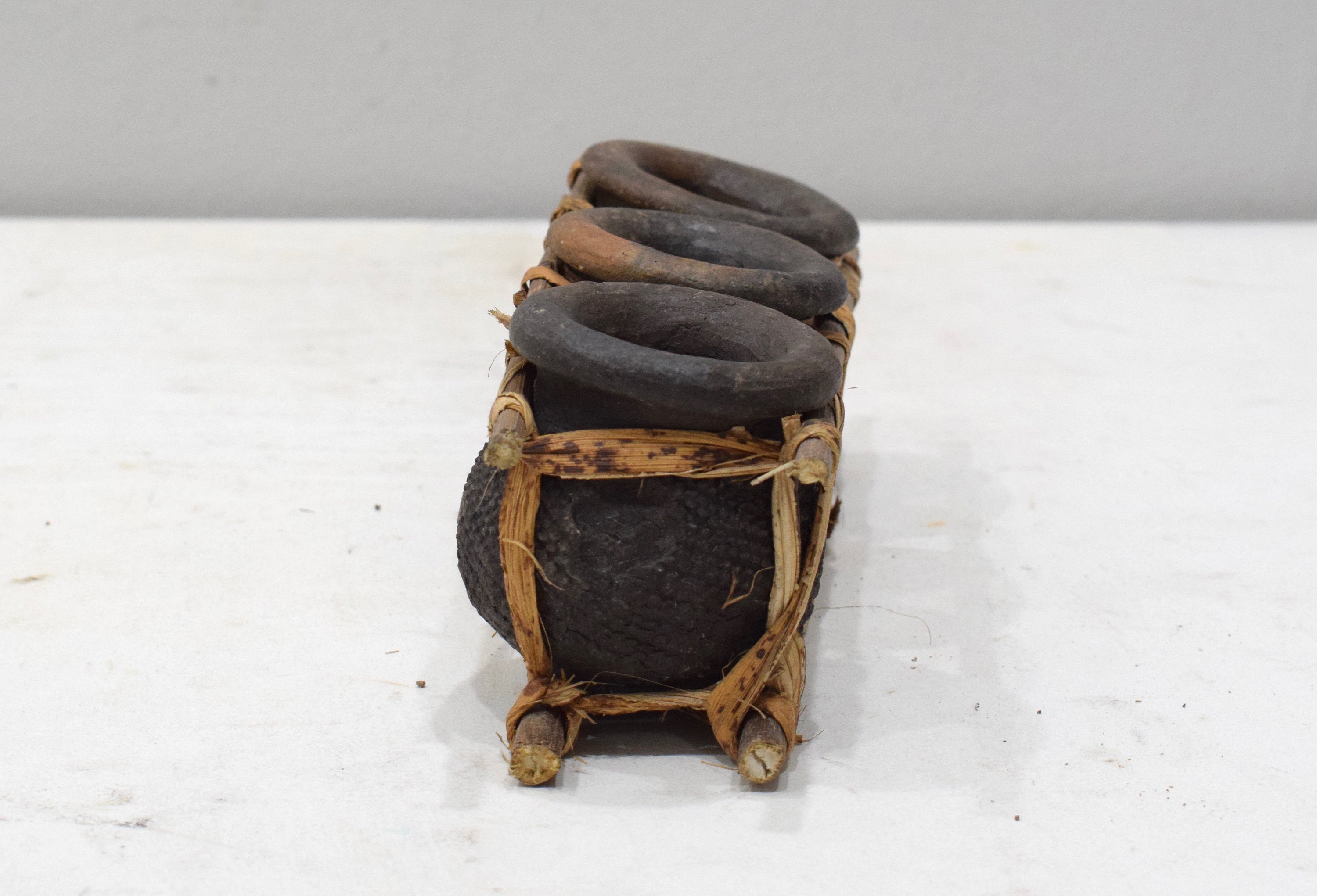 African Triple Clay Pot's Kenya Storage Bamboo Clay Pots