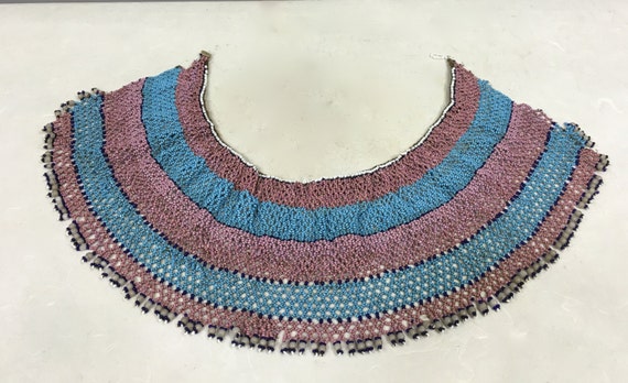African Collar Xhosa Tribe Beaded Pink Blue Purit… - image 1