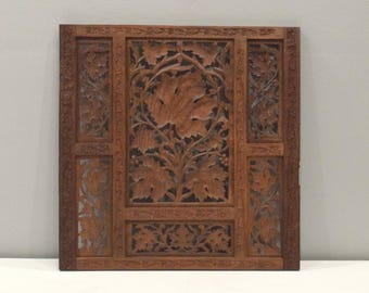 Indian Hand Carved Teak Wood Screen Panel Design