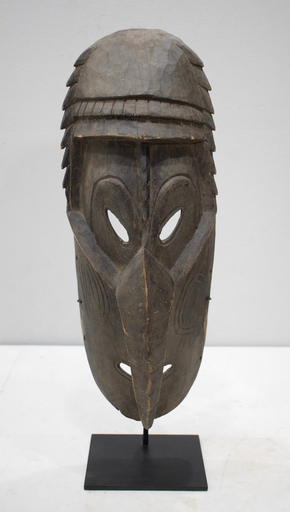 パプアニューギニア お面 マスク 木製 木彫り 壁掛け 置物 インテリア