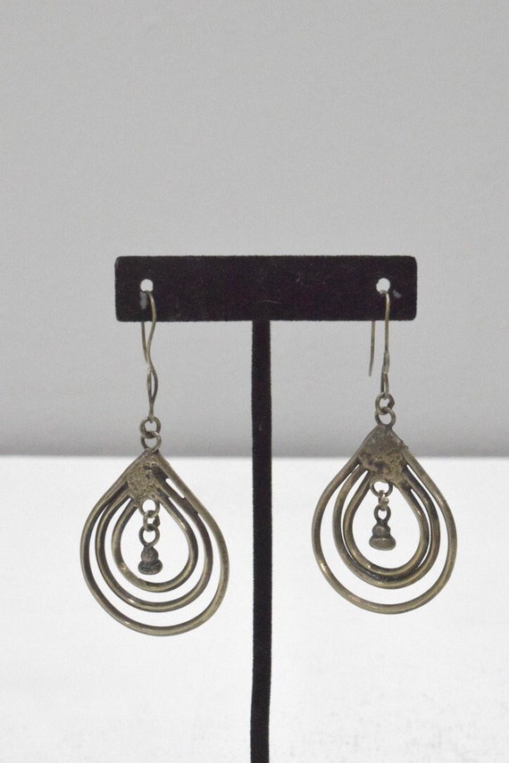 Silver Miao Triangle Dangle Earrings