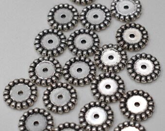 Beads Silver Round Fluted Disc Beads 16mm