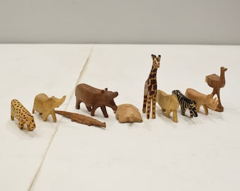 African Carved and Painted Wood Animals Kenya