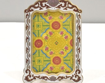 Picture Frame Cloisonné' Floral Brass Chinese Enamel Decor Frame