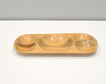 Wood Plate Philippines Hand Carved 5 Bowl Wood Plate