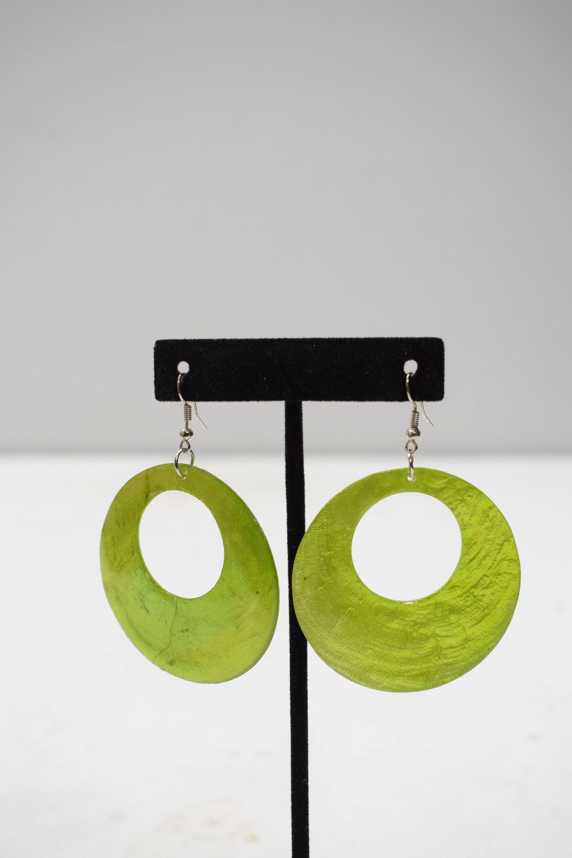 Earrings Green Shell Hoop Earrings