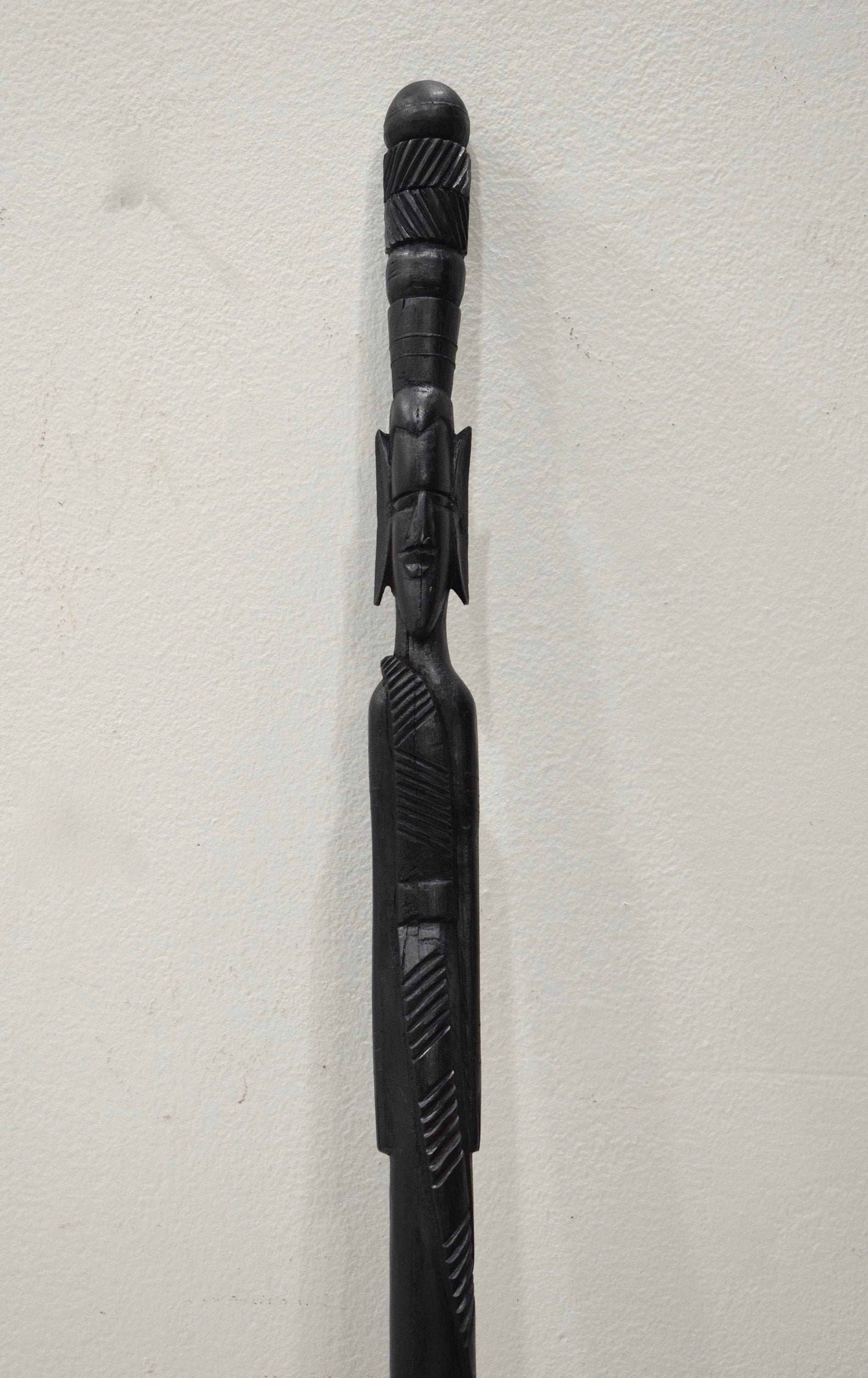 African Walking Stick Carved Ebony Wood GoGo Tribe