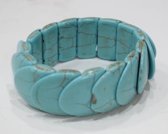 Bracelets Beaded Overlap Turquoise Elastic Stretch Bracelet