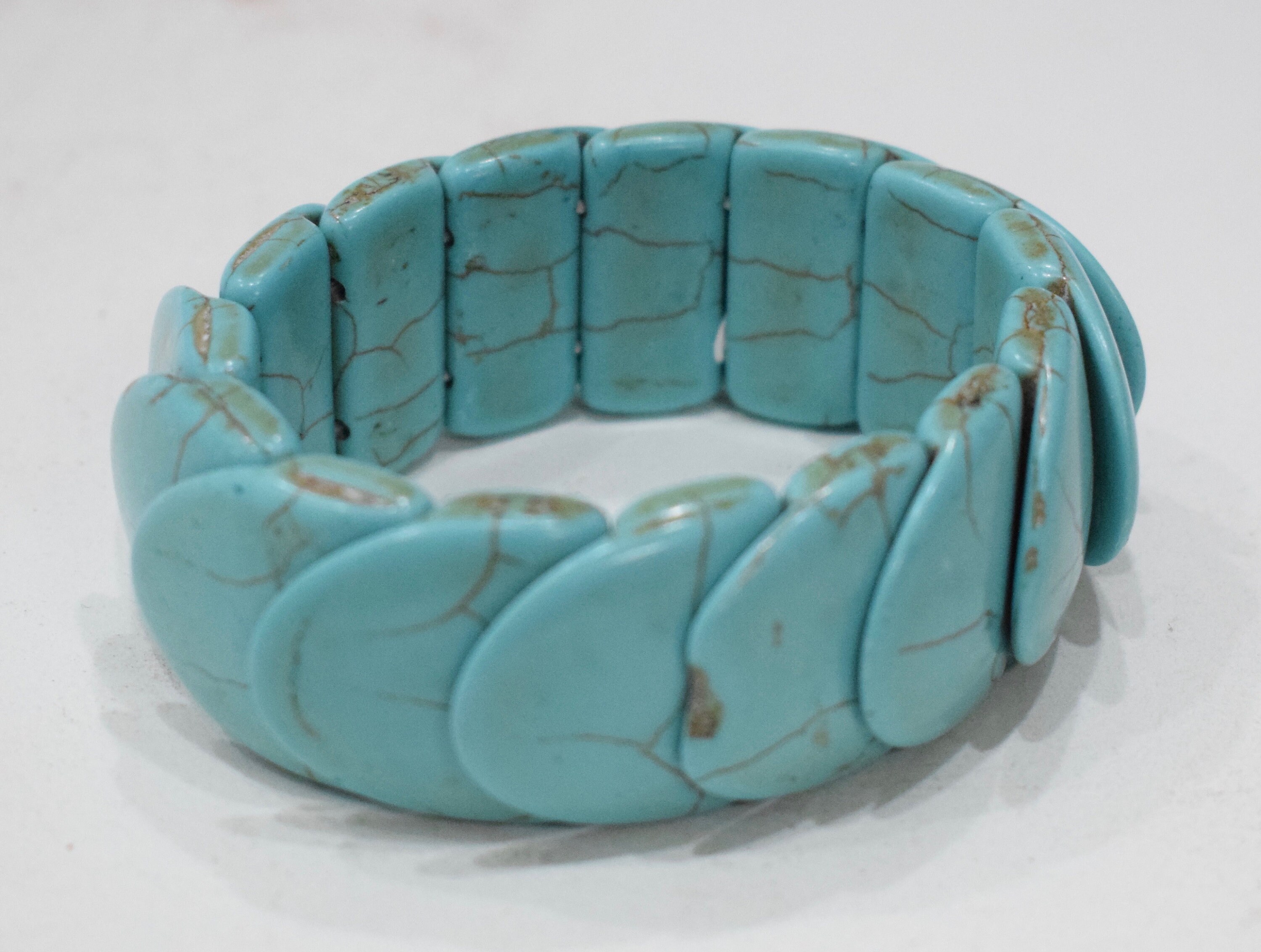 Bracelets Overlapped Turquoise Stone Elastic Stretch Bracelet