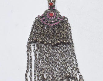 Middle Eastern Silver Kuchi Glass Pendant