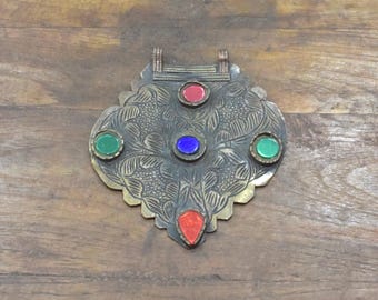 Middle Eastern Silver Kuchi Glass Pendant