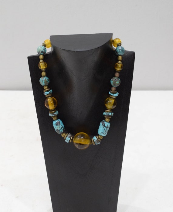 Necklace Chinese Turquoise Gold Beaded Necklace