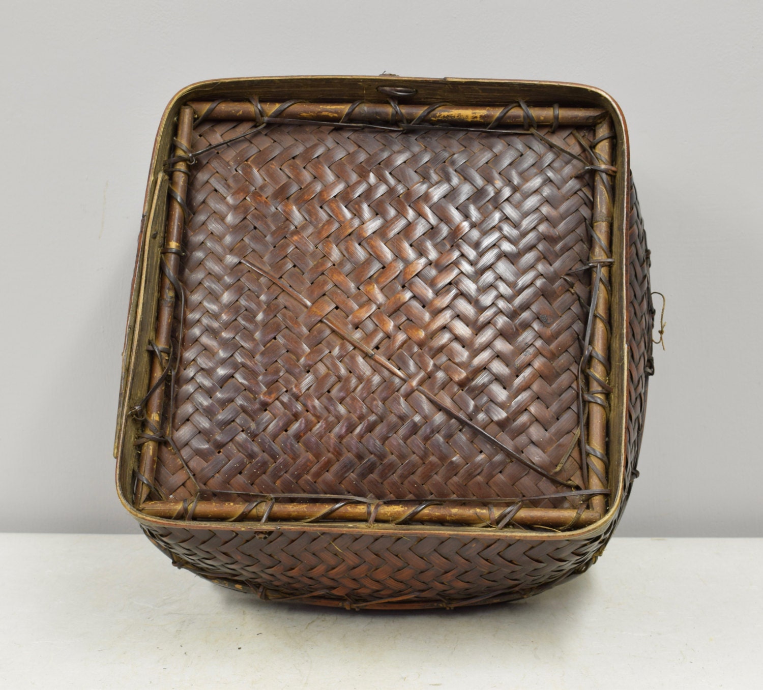 Basket Rice Box Square Rattan Ifugao Tribe Philippines Handmade Woven