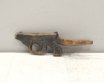 African Baule Slingshot Carved Wood Pistol Ivory Coast