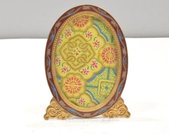 Picture Frame Cloisonné' Floral Brass Chinese Enamel Decor Frame