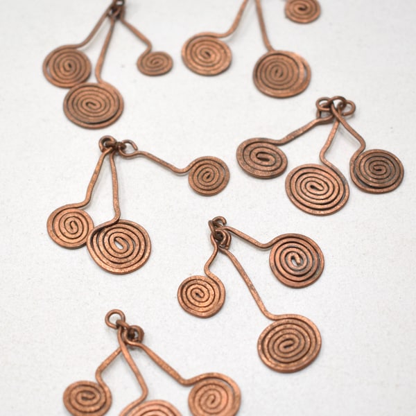 Beads Old Masai Turkana Copper 3 Pendant Set 38mm