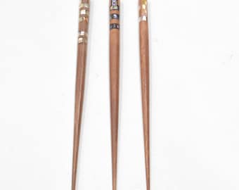 Hair Sticks Indonesian Assorted Inlaid Wood and Shell Hair Sticks