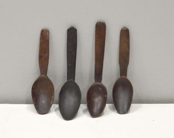 Philippines Ifugao Carved Wood 4 Piece Spoon Set