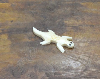 African Bone Carved Lizard Charm
