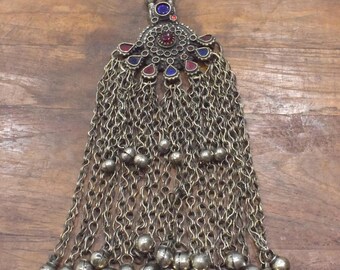 Middle Eastern Silver Kuchi Glass Pendant