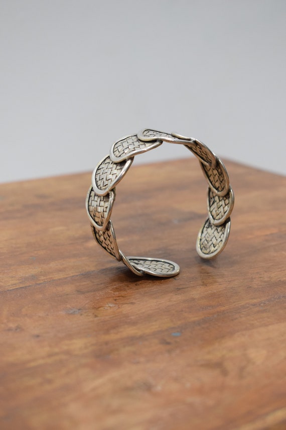 Bracelet Chinese Miao/Hmong Woven Silver Cuff - image 2