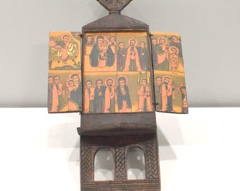 African Ethiopian Orthodox Wood Icon Bible Stand