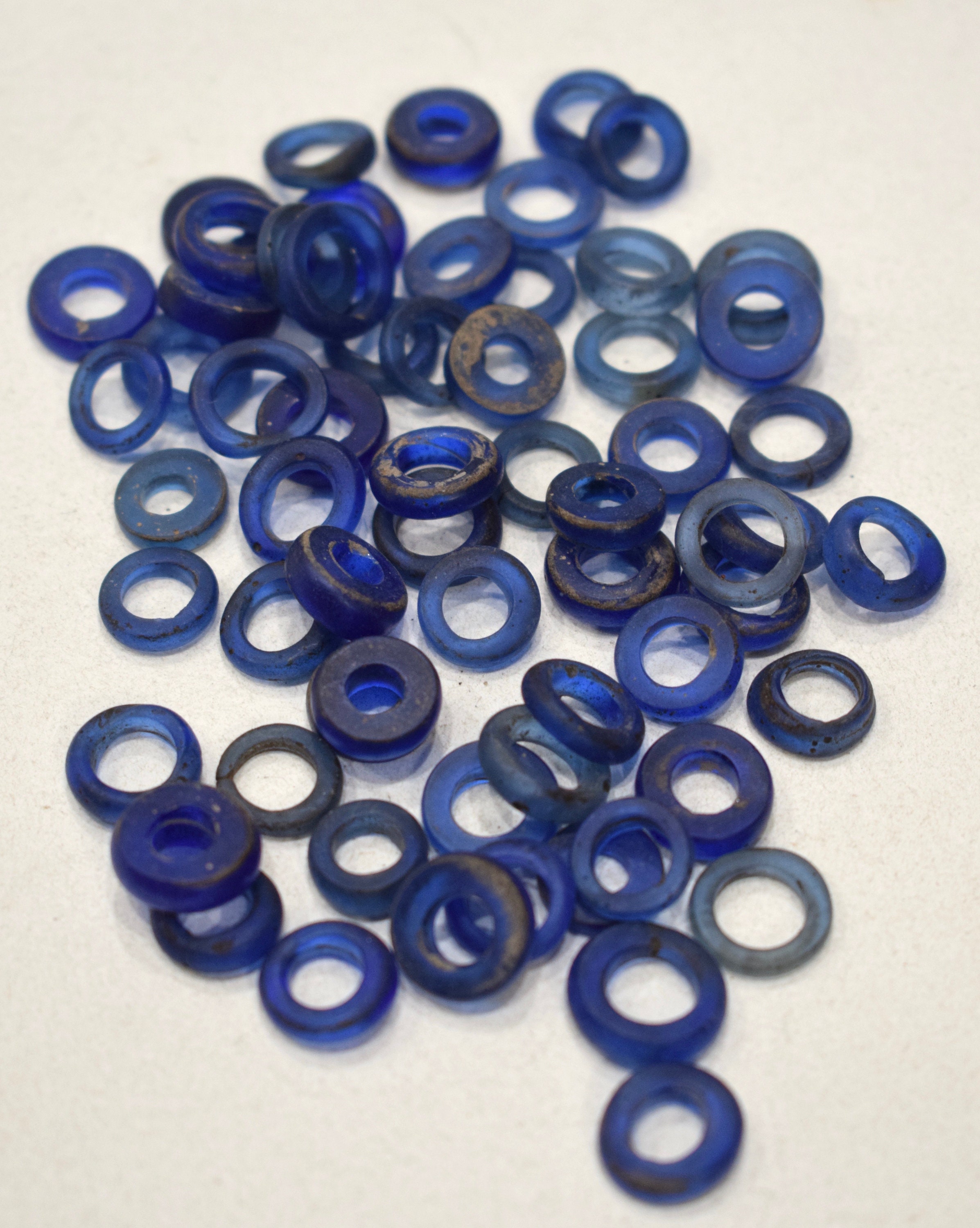 Beads African Blue Vaseline Glass Rings 1012mm