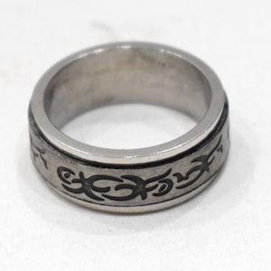 Ring Stainless Steel Etched Spinner Band Ring