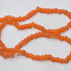 Beads Small Frosted Orange Glass Beads 4-5mm
