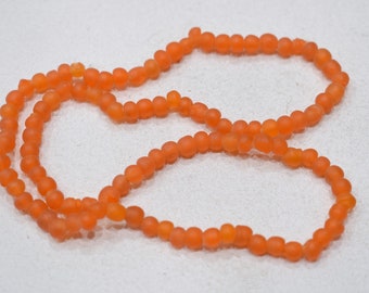 Beads Small Frosted Orange Glass Beads 4-5mm