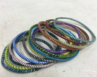 Bracelets African Telephone Plastic Wire Handmade Recycled Colorful Tribal Bracelets