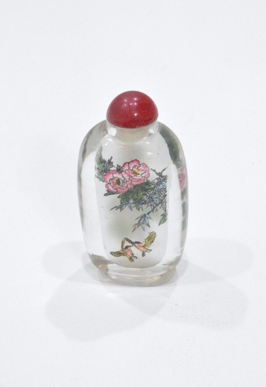 中国古玩　色絵夫婦鳥図花瓶 中国の逆絵鳥花瓶 - Etsy 日本