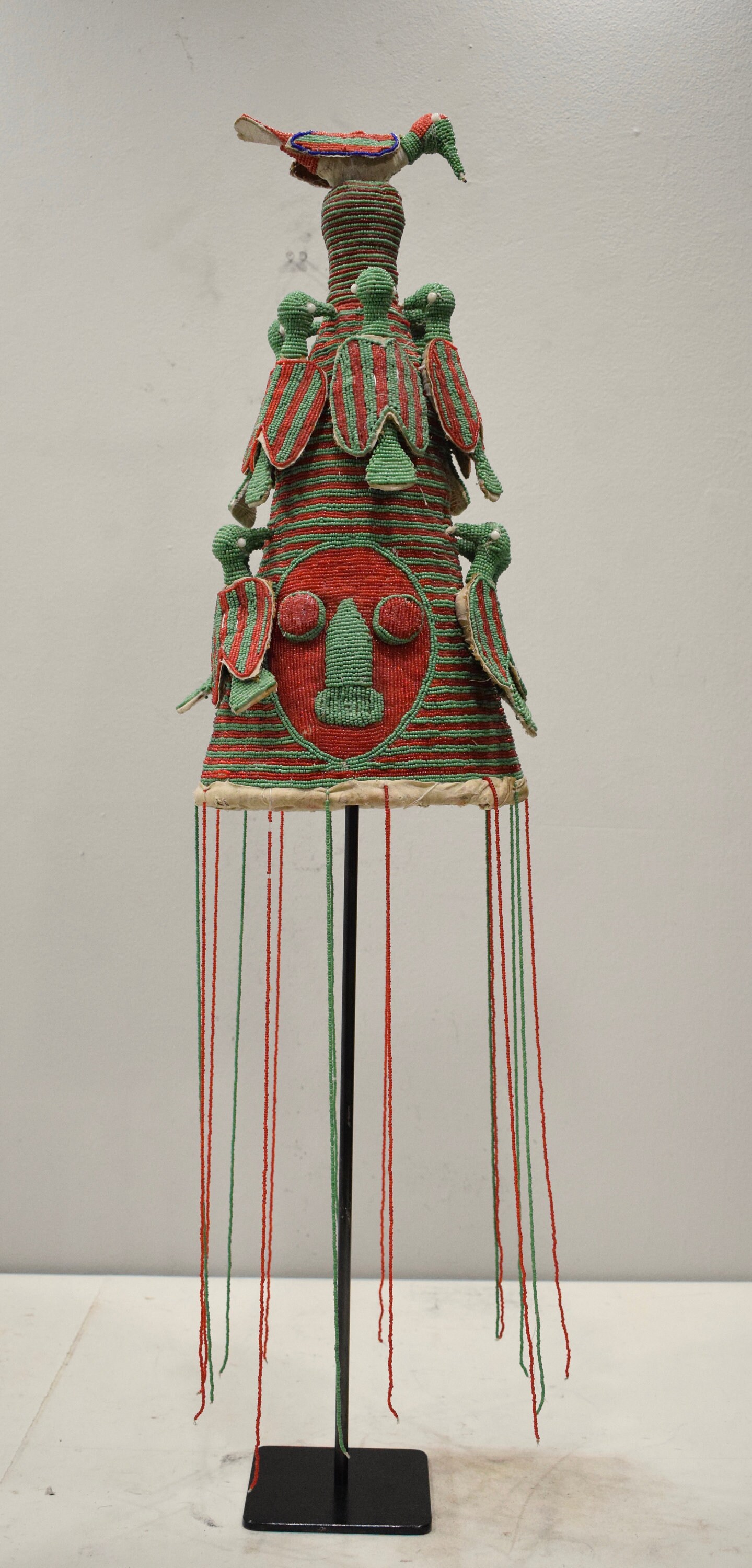 African Yoruba Beaded Crown Beaded Birds Nigeria Beaded Yoruba Crown