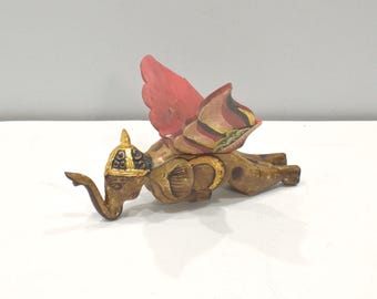 Indonesian Flying Elephant mobile demon chaser Bali carved wood folk Art