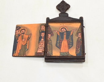 Ethiopian Orthodox Altar Icon Painted Wood Shrine