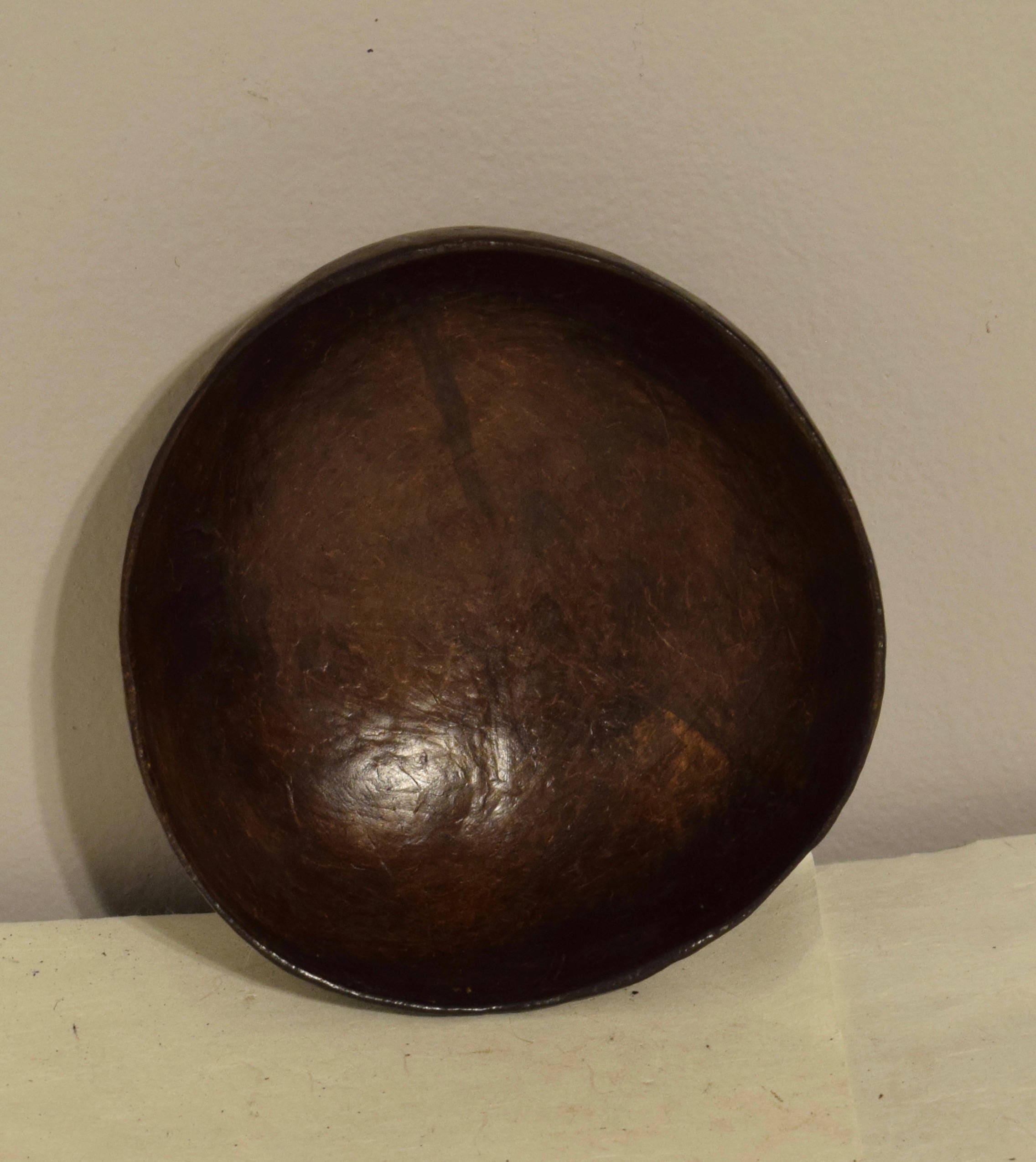 Philippines Ifugao Round Coconut Bowl Burnished Wood Handmade Rice Food