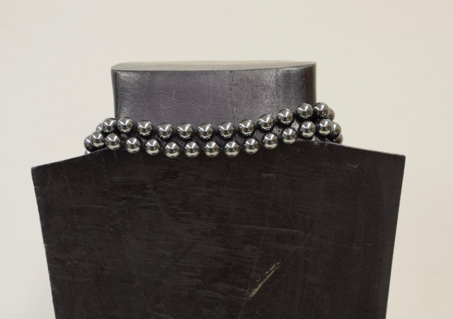 Necklace Vintage Hematite Grey Bead Stone Necklace
