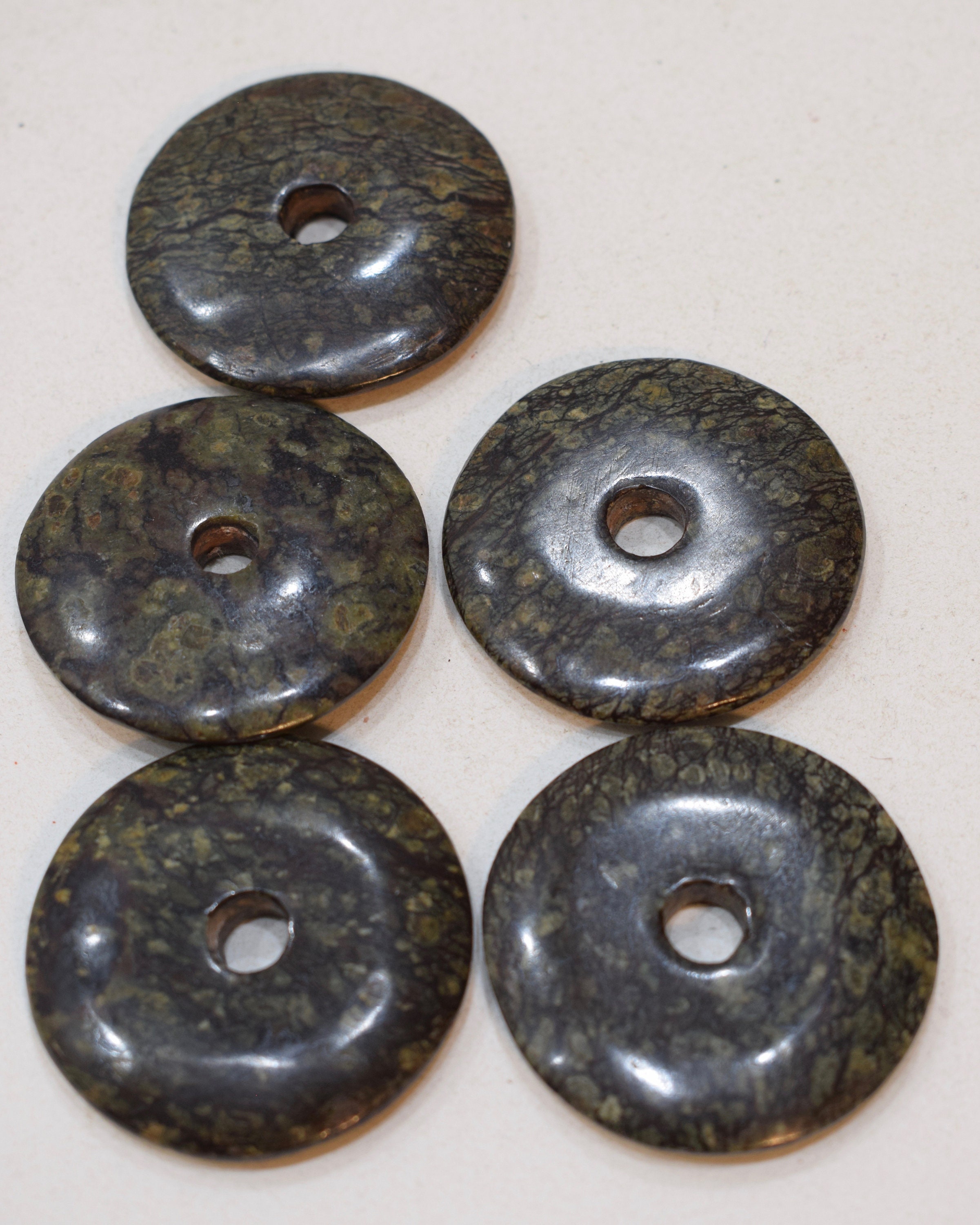 Beads Dark Green Moss Agate Round Vintage Beads 40mm