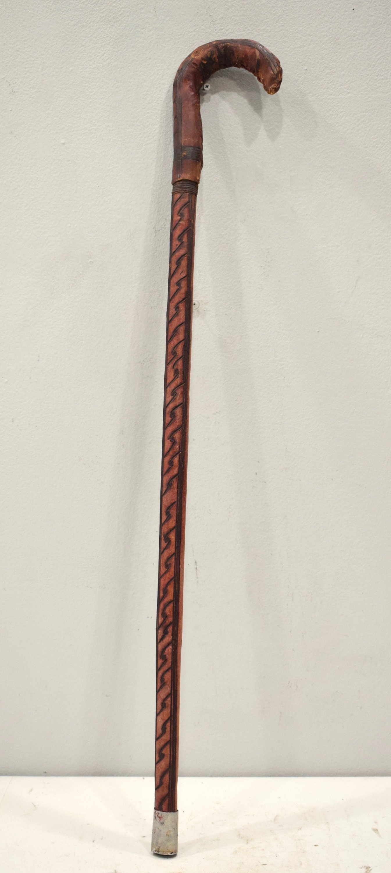 African Walking Stick Leather Wraped Wood Walking Stick Sword
