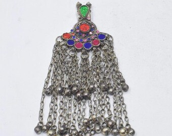 Middle Eastern Silver Kuchi Glass Pendant