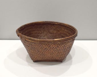 Basket Bowl Woven Rattan Bamboo Basket Ifugao Philippines