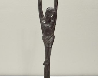 African Ebony Wood Jesus Crucifix Sculpture