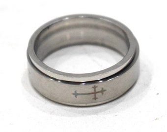 Ring Stainless Steel Etched Spinner Band Ring