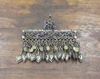 Middle Eastern Silver Kuchi Glass Pendant