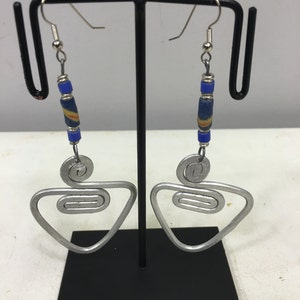 Earrings African Aluminum Blue Sandcast Masai Beaded Earrings Handmade Aluminum  Women Earrings Unique Tribal E5