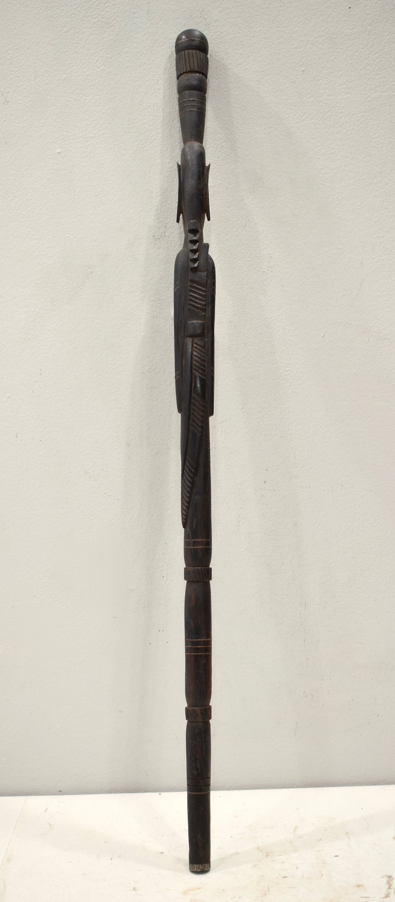 African Walking Stick Carved Ebony Wood GoGo Tribe Ebony Walking Stick