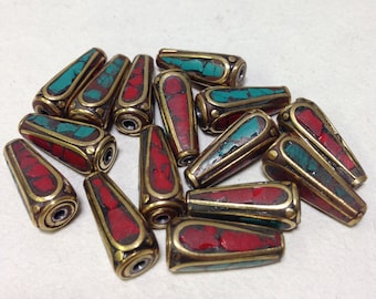 Beads Tibetan Turquoise Coral Brass Beads 20mm