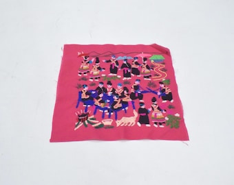 Hmong Hill Tribe Embroidered Country Life  Fabric panels